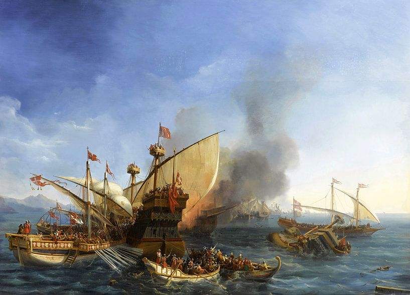 Auguste Etienne Francois Mayer,Sea Battle of Episkopi, 1323 by finemasterpiece