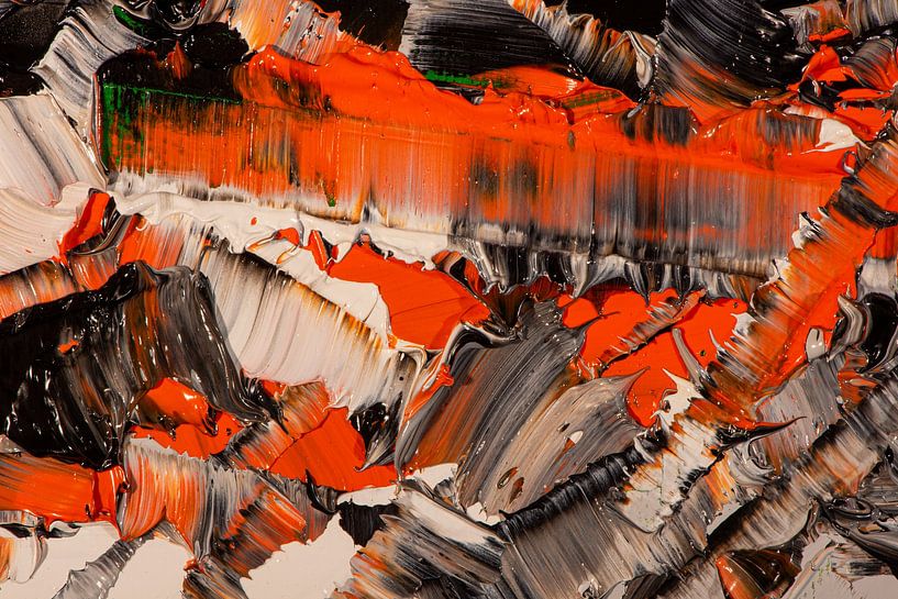 closeup van olieverf op canvas van Jan Fritz