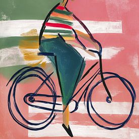 Abstrakter Radfahrer in farbenfrohen Pinselstrichen von But First Framing