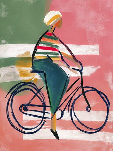 Abstrakter Radfahrer in farbenfrohen Pinselstrichen