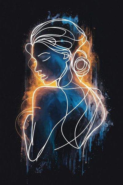 Figure féminine abstraite en lignes et en couleurs par Art & Soul Creations