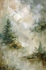 Beige mysterieus abstract boslandschap van BowiScapes - Fine Art en Urban Wandkunst