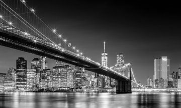 Brooklyn Bridge, New York (zwart en wit) van Sascha Kilmer
