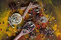 Spices and herbs for stew on a wooden spoon by Ricardo Bouman Photography thumbnail