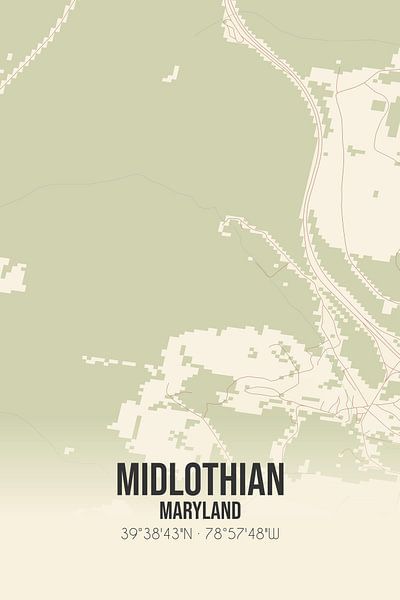 Carte ancienne de Midlothian (Maryland), USA. par Affiches de lieux