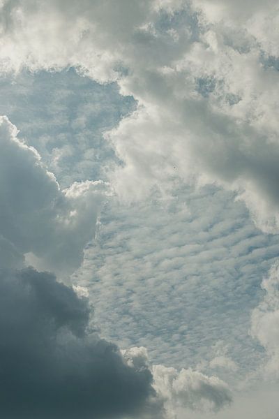 Retro schapenwolkjes in de lente in Nederland art print - natuurfotografie. van Christa Stroo fotografie