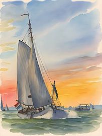 Plattbodensegler vor untergehender Sonne von PhotoArt Claudia Kleemann