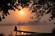 la silhouette d'une femme assise sur la maille au lever du soleil par ChrisWillemsen Aperçu