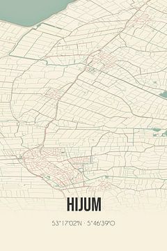 Vintage landkaart van Hijum (Fryslan) van MijnStadsPoster