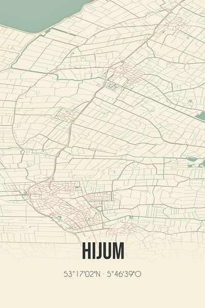Vintage map of Hijum (Fryslan) by Prints of Place