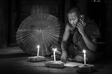 Young monk in the temples of Bagan by Roland Brack