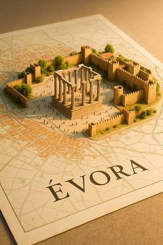 Évora Walled City Diorama – UNESCO Heritage Portugal Print