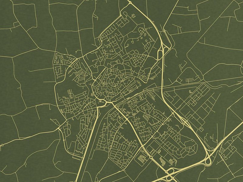 Map of Middelburg in Green Gold by De Kaartenwinkel
