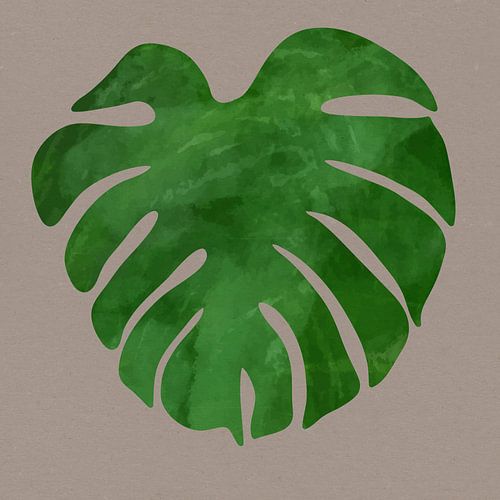 Tropical summer vibes. Monstera palm leaf no. 1 by Dina Dankers