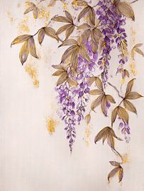 Glycine botanique (Wisteria) aux feuilles dorées