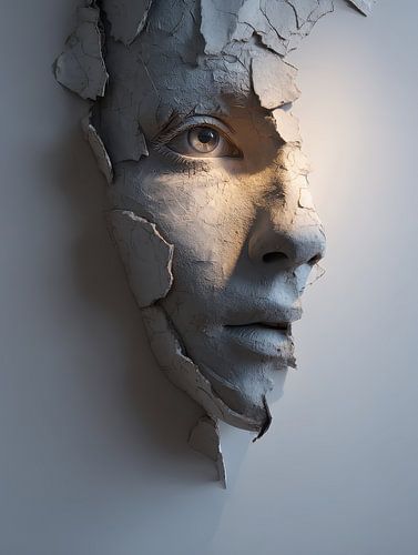 3d muurkunst van fictief portret of torso