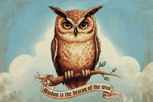 Hibou sage sur une branche