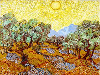 Olive trees with yellow sun - Vincent van Gogh - 1889