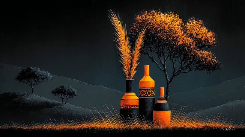 africain-noir-doré-orange par Gelissen Artworks