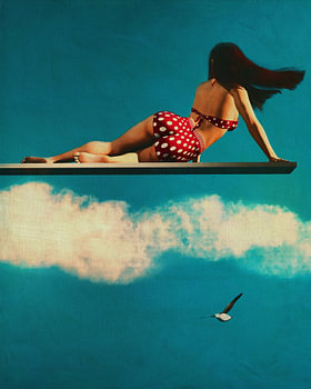Girl lying on the Diving Board