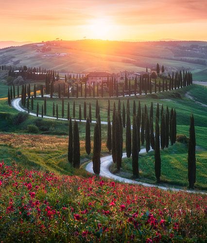 Coucher de soleil en Toscane