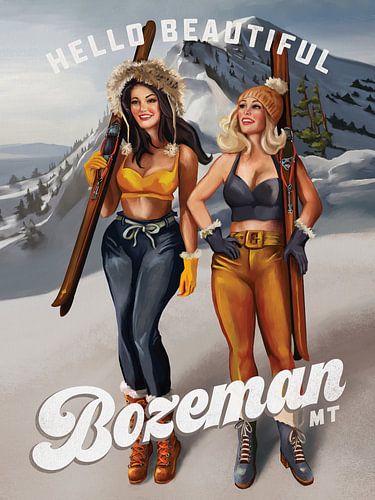 Hallo mooie Bozeman Montana Ski pin-up meisjes
