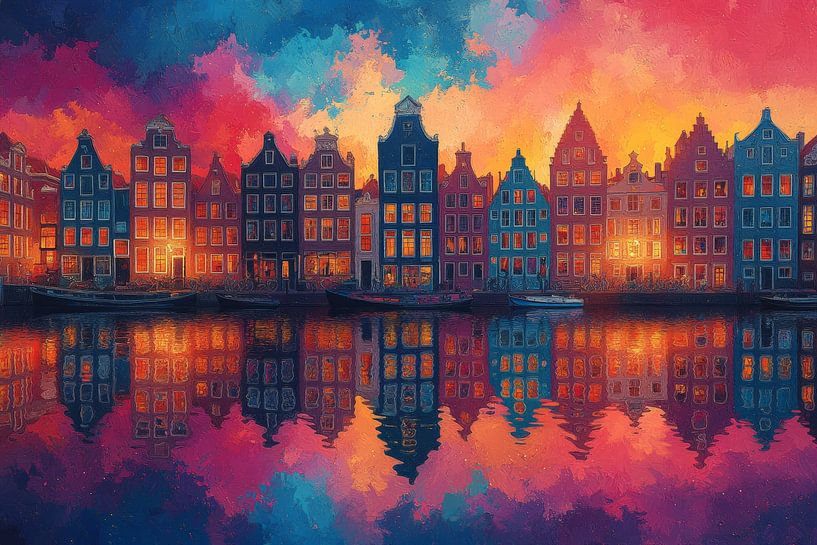 Nächtliche Stadtlandschaft mit Reflexionen von Lufy