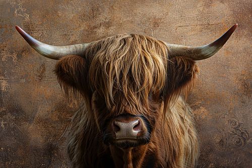 Schotse Hooglander Portret met Sepia Tinten