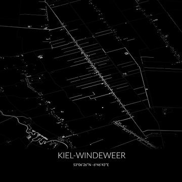 Zwart-witte landkaart van Kiel-Windeweer, Groningen. van Rezona