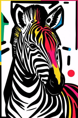 Kleurrijke zebra in popart-stijl