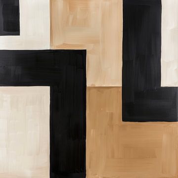 Abstracte vormen en lijnen in aardetinten en zwart van Studio Allee