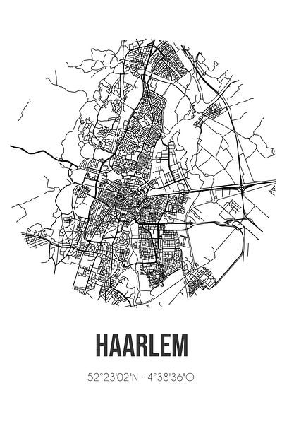 Haarlem (Noord-Holland) | Map | Black and White by Prints of Place