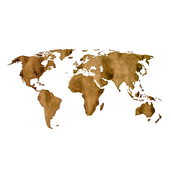 Wereldkaart van Espresso koffie | Wandcirkel van WereldkaartenShop