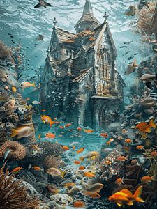 Tauchen Kirche Ruine versunken Unterwasser Korallen Fische