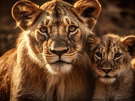 Löwin und Junges von Bianca Bakkenist