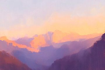 Berglandschap bij schemering van Poster Art Shop