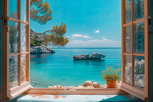 kijk uit het raam met zicht op een prachtig landschap