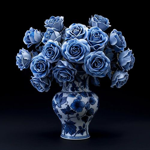 Delft Blue Rose Vase
