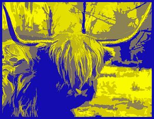 Schottische Highlander abstrakt und farbenfroh