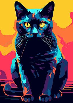 Chat Animal WPAP Pop Art sur Qreative