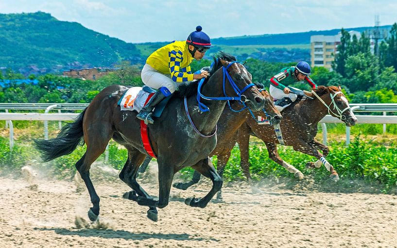 The finish of the horse race. by Mikhail Pogosov