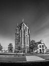 De Oldehove in Leeuwarden in het avondlicht in zwart/wit par Harrie Muis Aperçu