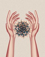 mains en or rose et succulentes