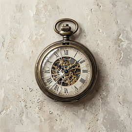 Broken Vintage Pocket Watch & Glass Shards