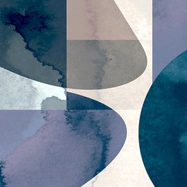 Géométrie organique vintage bleu sur Mad Dog Art