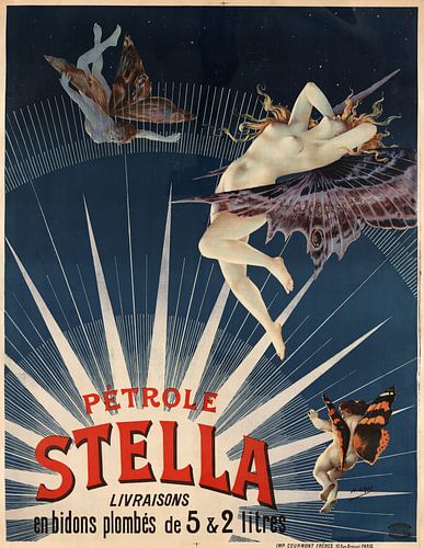 oude poster met reclame voor petroleum van Stella uit 1897