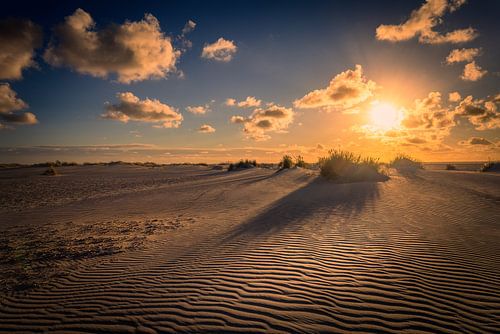 Coucher de soleil dans les dunes de Texel