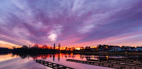 Sonnenuntergang am Donkmeer Berlare Ostflandern von Danny Decant