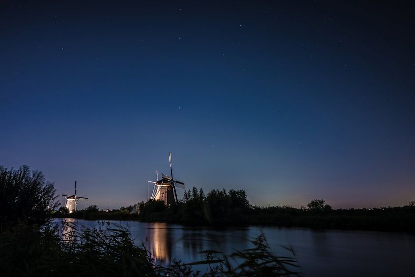 Windmühlen Kinderdijk bei Abendlicht von Alvin Aarnoutse