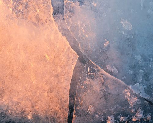 Abstract ice structures at sunrise